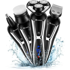 HATTEKER Electric Shaver Mens 4-in-1 Facial Rotary Razor USB Rechargeable Beard Trimmer Grooming Kit with Precision Shaving