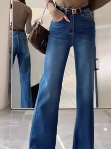 High Waisted Micro Flare Female Jeans Summer New Vintage Wide Leg Slimming Design Casual Character Stretch Loose Lengthy Long Leggings