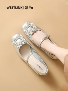Silver Mary Jane Shoes Flat