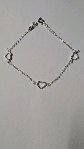 ladies bracelet silver heart 7.5" 92.5 italy silver jewelry (TUNAY NA SILVER)