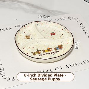 XIAOHUANGLU | Partitioned Ceramic Dinnerware Dish for Children Adult Weight Loss Postpartum Use