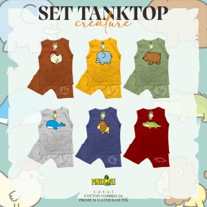 Set Tanktop Creature - Setelan Kaos Kutung Bayi / Tanktop Anak by Pineapple Kids