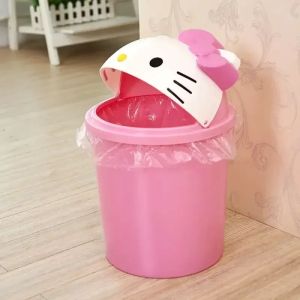 Sanrio New Hello Kitty Dustbin Trash Can Rubbish Bin Garbage Binsanrio Kawaii Trash Paper Basket Can Living Room Bedroom