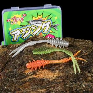 Ajing Worm Soft Lure Spinpoler 55mm TPR Shrimp Insect Bait 160Pcs Rib Vibration Micro Softbait For Light Game Rockfish Pesca
