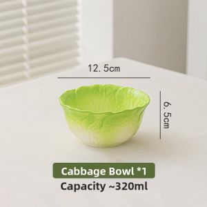Large Ceramic Soup Bowl Home Use Rice Bowl Fruit Bowl High Aesthetic Value 2024 New Style Cabbage Shape Bowl for Soup And Fruit