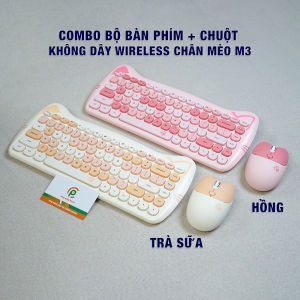 Chuột bàn phím không dây Remax Wireless - Bộ bàn phím Chuột máy tính không dây Wireless dễ thương hồng cute GEEZER M3 đối thủ của Logitech