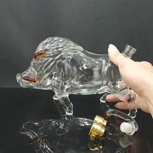 Bình Rượu 12 Con Giáp 1100ML mẫu con heo (hợi) - Chai Đựng Rượu Thủy Tinh cao cấp siêu trong – Bình Đựng Rượu làm quà biếu (E13)