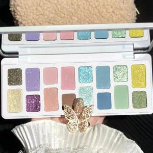 16 Màu Xanh Ngọc Trai Eyeshadow Palette Kim Cương Lấp Lánh Pha Lê Lấp Lánh Lâu Dài Chống Thấm Nước Trang Điểm Mắt Cho Cosplay CO:02