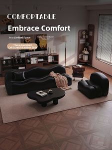 HSMJ | Vintage Black Sofa with Creative Irregular Design