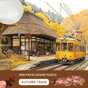 500/1000/1200/2000PCS Jigsaw Puzzle Train Maple Forest Landscape Art For Adults Great Weekend Relaxation And Family Fun