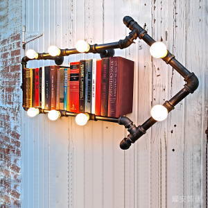 Creative Loft Vintage Industrial Pipe Wall Lamp Bar Coffee Shop Arrow Light Metal Material LED Bulb Built-In Switch Control