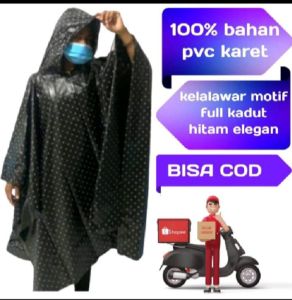 grosir jas hujan Ponco lengan & kelalawar tanpa lengan pria wanita dewasa berbahan PVC karet melar di jamin kuat dan awet motif polkadot