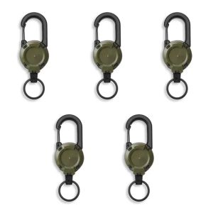 1-5Pc Outdoor Retractable Keychain Retractable Heavy Duty Pull Reel Carabiner Key Chains Strong Steel Wire Rope Buckle Key Ring