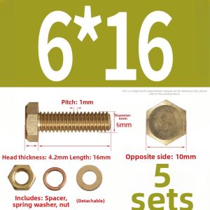 POWER&STRONG | Copper Hexagon Bolt and Nut Set M4 M5 M6 M8 M10 M12