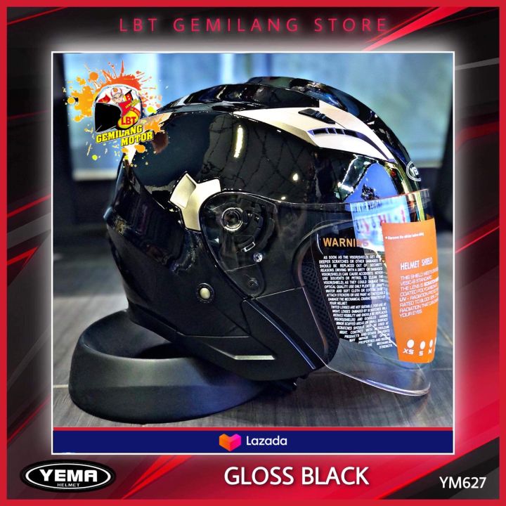 YEMA Helmets 627 [Gloss Black] Double Visor Lazada