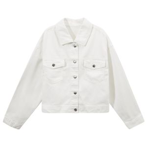 Spring 2025 Womens Simple American Retro Denim Jacket Hot Wind Long Sleeve Loose Fit Button up Cotton Blend Outerwear