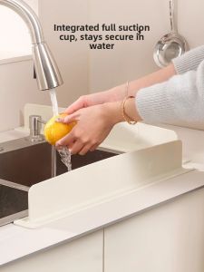 Integrated Suction Cup Water Barrier Kitchen Sink Splash Guard Bathroom Vanity Countertop Waterproof Durable Easy to Install