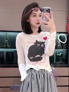 Slim Fit Long Sleeve T-Shirt Womens New Style Summer Outerwear Sun Protection Short Top Trendy Korean Style Commute Fashion