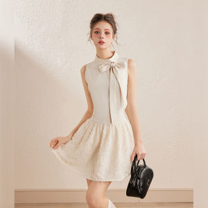unifree | Summer Bow Tie Little Fashion Splicing Slimming Elegant Dress