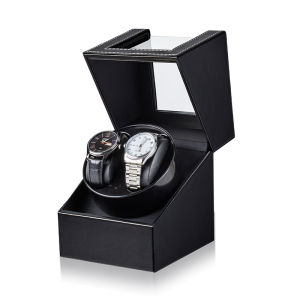 Double Watch Winder for Automatic Watches Automatic Watch Winder Leather Box 2 Slots Watch Winder for Men with Quiet Motor
