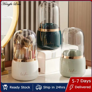 Hengfa Lina ที่ใส่แปรงสำหรับแต่งหน้าแบบหมุนได้360 ° เดสก์ท็อปอุปกรณ์แต่งหน้ากล่องที่เก็บเครื่องสำอางกล่องเครื่องประดับเครื่องมือแต่งหน้า