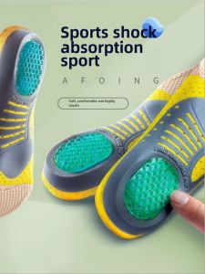 Foot Walking Elderly Insole Breathable Plaid Buffer Military Training Silicone Sports Running Silicone Hiking Eva Insoles