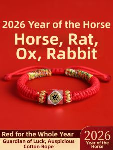FUJINJIA | Year of the Horse Lucky Red Rope Bracelet Handcrafted Braided Knot