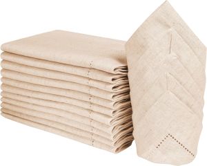 1/5/10pcs Hemstitched Linen Khaki Napkins Fabric Napkins Nature Color Dinner Napkins Washable Flax Cloth Napkin Wedding Gift