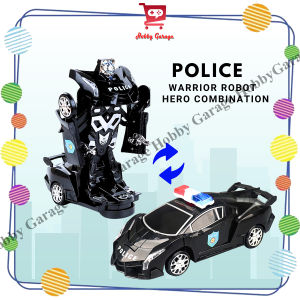 Mainan Mobil Transform Robot Anak Deformation Venom Hitam Light Sound