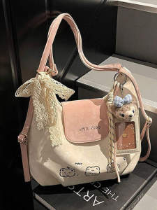 Summer Large Capacity Cute Tote Bag Womens Bag 2025 New Single Shoulder Bag Commuter Backpack Soft PU Leather Casual Style