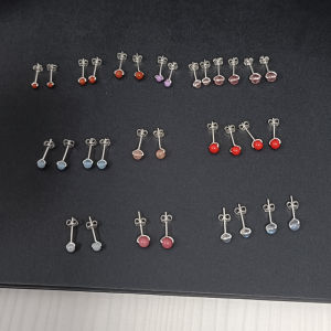 Handcrafted S999 Sterling Silver Earrings with Natural Gemstones Anti-allergy Small Fashionable Ear Studs for Women