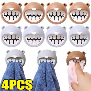 1-4PCS Towel Holder Hook Push In Tea Towel Holder Grip Hook Chrome Self Adhesive Kitchen Cloth Clip Towel Hook Rag Hooks