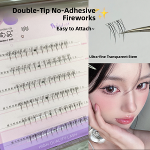 MENGJIESHANGPIN | Upgraded No-glue Bunny False Eyelashes Dense Camera-ready Self-adhesive Natural Looking Eyelashes Easy to Use Black Fine Stem