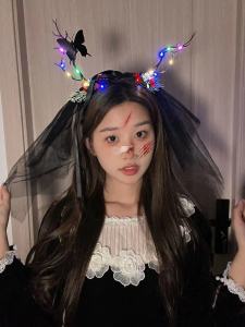 Mặt Nạ Tóc Nhung Phát Sáng Phong Cách Halloween Cho Tiệc Hóa Trang Phụ Kiện Tóc Nhung Nhấp Nháy Ngọt Ngào Mát Mẻ