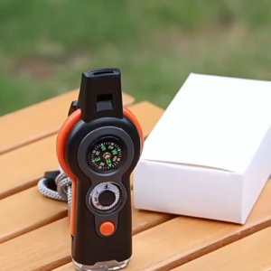 1Pcs Multi-function Whistle with Compass Thermometer LED Light Mirror and Magnifying Glass for Camping Hiking