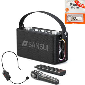 Portable Handheld Sansui T93 Speaker with Mic for Outdoor K-Song High Volume Bluetooth Wireless Sound System with Bass