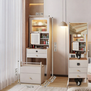 HETU | Modern Minimalist Small Solid Wood Bedroom Vanity with Flip Mirror Storage
