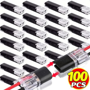 Dzoey ปลั๊กแบบ2ขา1/100ชิ้นขั้วต่อไฟฟ้าปลั๊กแบบพุชอินสายรถยนต์กันน้ำแถบเชื่อมต่อสายลวดสากล