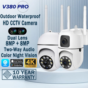 [BUY 1 TAKE 1]V380 PRO CCTV Camera Dual Lens Wifi Connect 360 Outdoor Waterproof Surveillance Auto Tracking With Audio And Speaker Night Vision Smart IP Security Alarm IP Camera