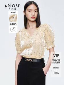 เสื้อเชิ้ตผ้าชีฟองคอวีแขนสั้นผ้าโปร่งฤดูร้อนใหม่สำหรับผู้หญิง ชุดทำงาน ลำลอง เสื้อผ้าทำงาน กระดุม แขนยาวปกติ