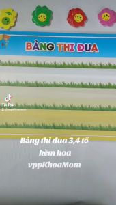 Bảng thi đua 3 và 4 tổ. Gồm 30 và 40 hoa. Kích thước A3 ép plastic. sẵn băng keo dán tường.