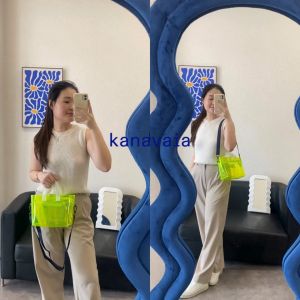 Kanavaia Mini PVC Tote Bag in Neon Lime / White