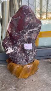 Cây đá tự nhiên tím đỏ vân mây cao 47cm nặng 13 kg ( Cung Thiên Đức) cho mệnh Thổ và Hỏa