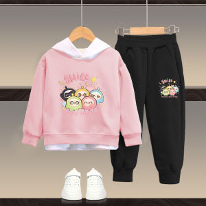 Boys and Girls Egg Puff Party New Hoodie Two-piece Set Childrens Autumn Clothing Childrens Girls Casual Suit
