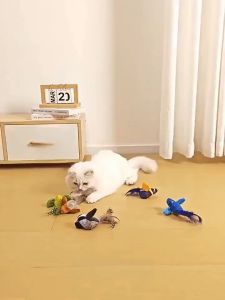 SKISOPGO Cat Toy Simulation Bird Interactive Teasing Toy with Feather Sound Pet Supplies Mainan Kucing
