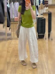LANMENGYA | Slim High-Waisted Linen Trousers