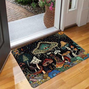 VIKAMA Boho Mushroom Welcome Doormat Soft Non Slip Washable Indoor Outdoor Entry Rug for Bathroom Porch Home Decor