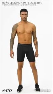 Quần Lót Nam COMBATIZE Chạy Bộ Vải Cotton Tự Nhiên 100% Cao Cấp Quần Legging Đùi Dài Giữ Nhiệt Boxer Gym Đạp Xe NATO