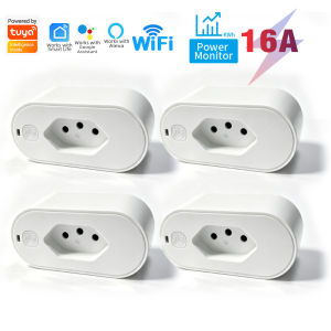 Tuya WiFi Smart Socket Brazil Plug with Energy Monitor And Timer Works with Smart Life Alexa And Google Home Voice Control
