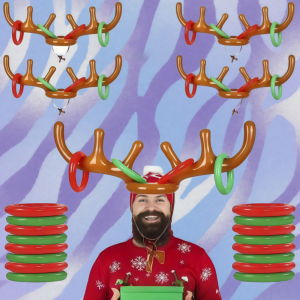 1/3/5 Set of Deer Head Hooded Inflatable Christmas Hats Christmas New Year Birthday Wedding Carnival Interactive Game Party Gift